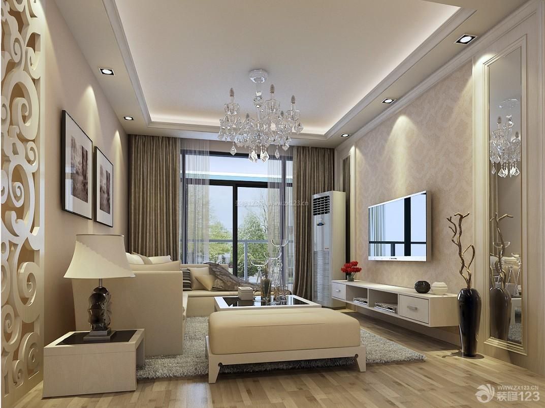 简约温馨，70平两室一厅家庭客厅装修效果图赏析